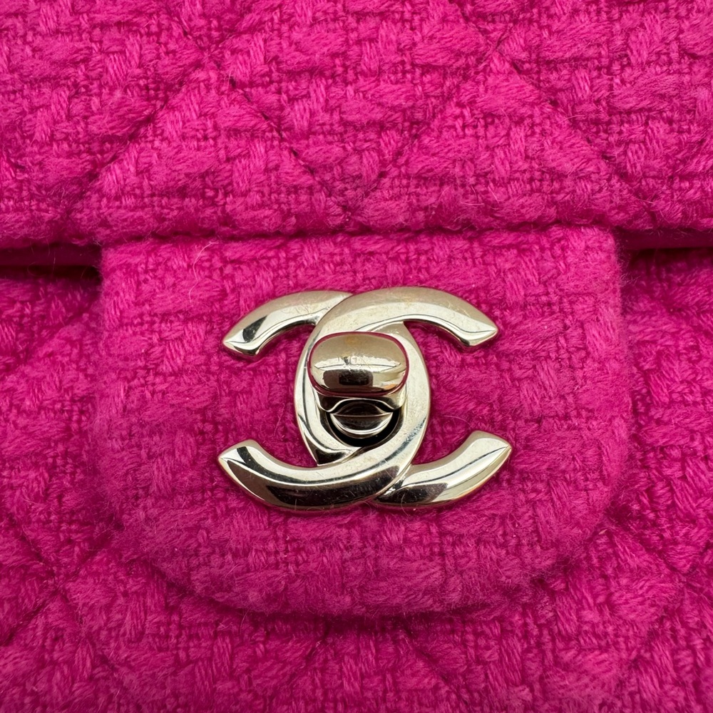 CHANEL Fuchsia Tweed Mini Rectangular Flap Bag - image 2